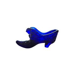 Vintage Fenton Cobalt Blue Pointed Shoe Knickknack Trinket Holder 6" L